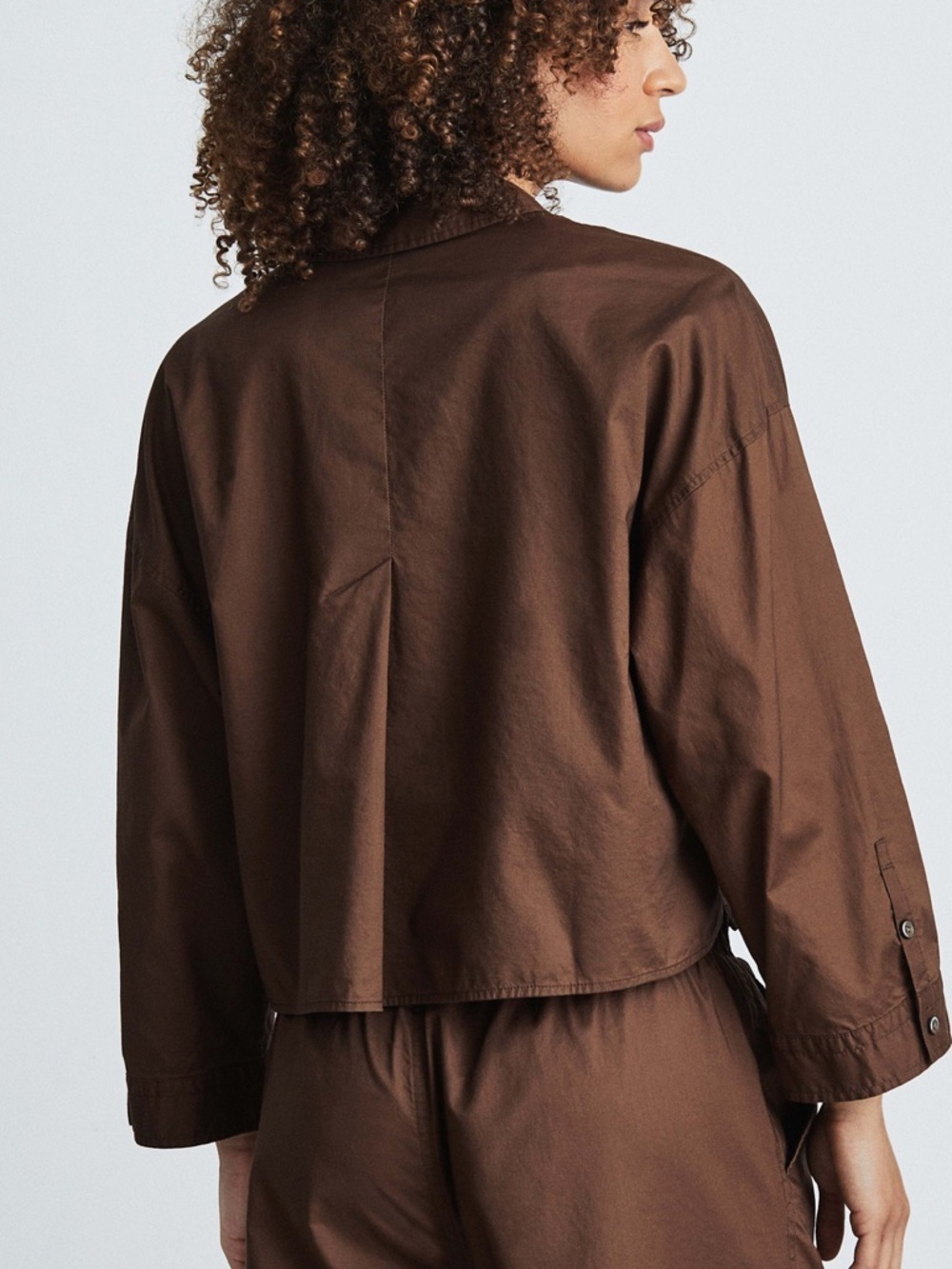 Everlane The Woven PJ Top Cropped Chestnut Size Medium NWOT - Picture 2 of 9